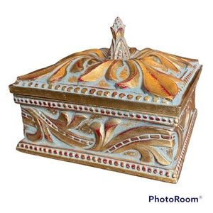 Ornate Trinket Box with Pineapple Finial